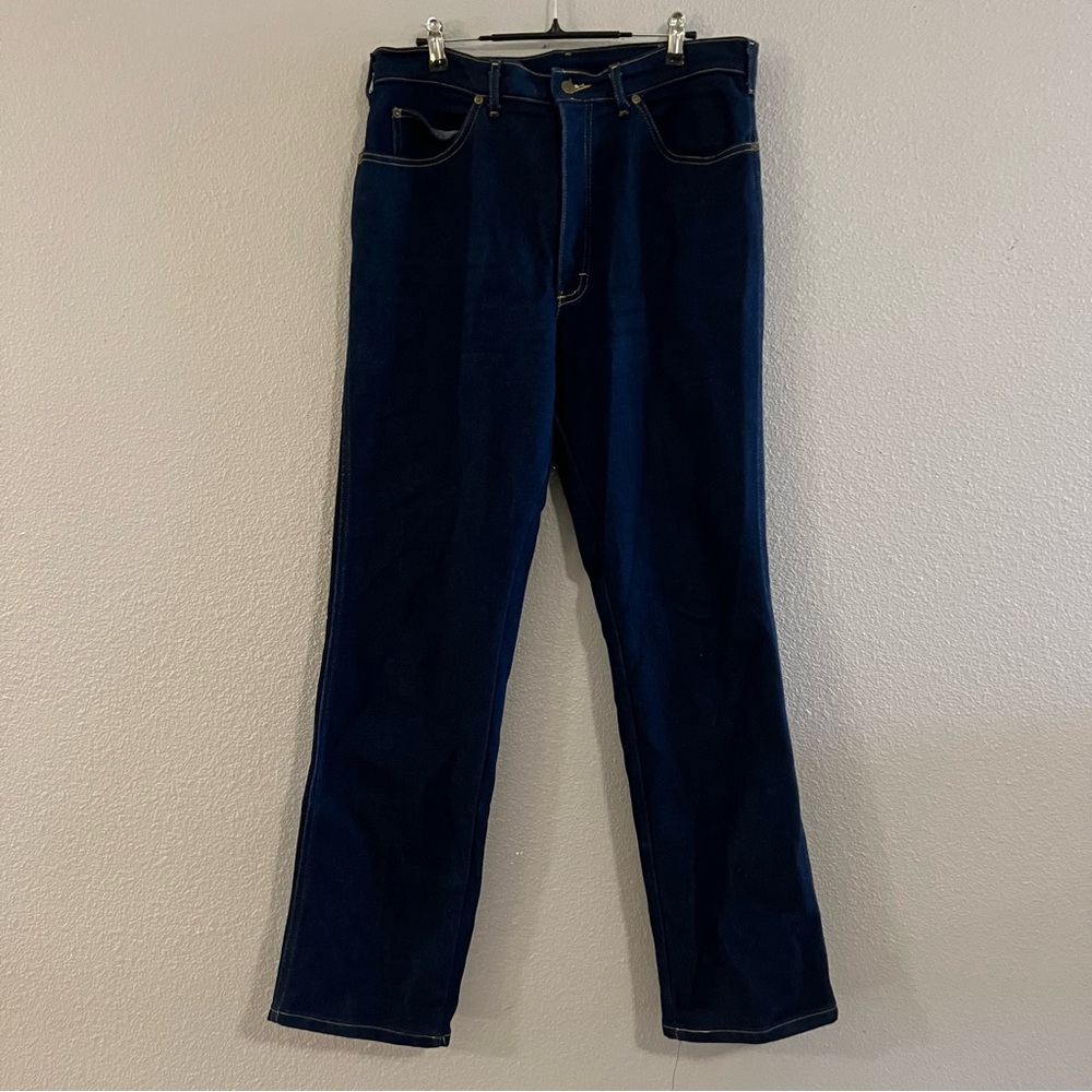 Vintage 80s Lee High Waist Straight Leg Dark Wash Made in USA Jeans Sz 36X32 GVC